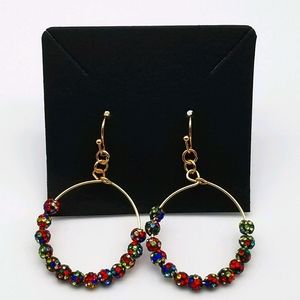 Rhinestone Ball Open Circle Earrings(NWOT)